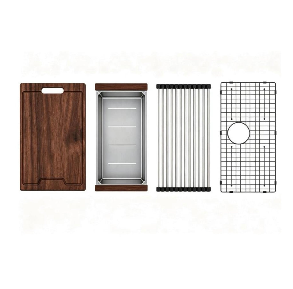 Évier de cuisine workstation 32 po / 32-inch                     Workstation Kitchen Sink – U3218-WS. Évier de cuisine à cuve simple de 32 po, fabriqué en acier inoxydable 304 durable. Sa cuve profonde et son rebord intégré offrent un espace de travail k